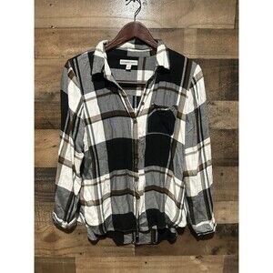 Alexander Jordan Large Brown Plaid Long Sleeve Shirt Womens